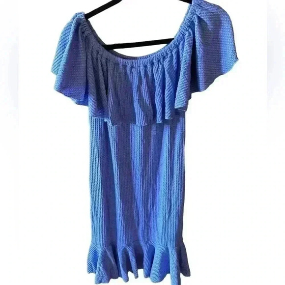 Lularoe large blue Cici‎ dress. NWT. Mermaid hem wear on or off shoulders - Picture 1 of 10